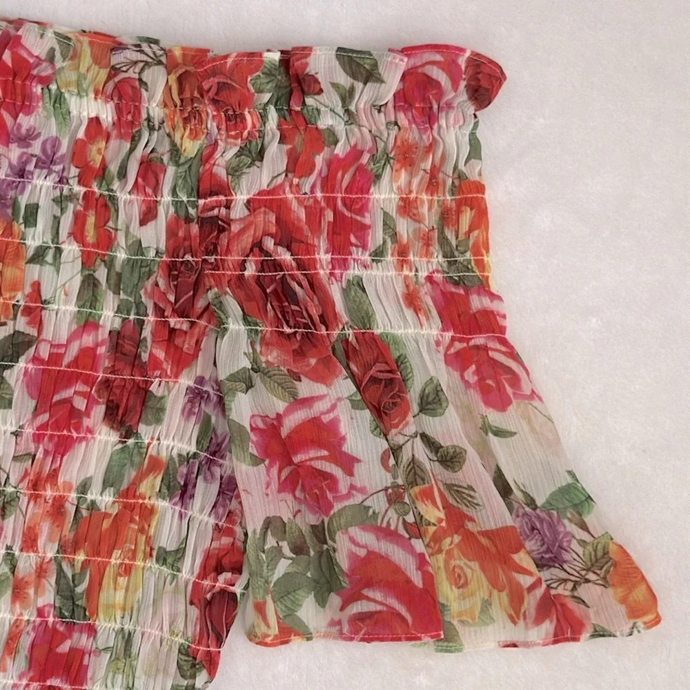L'Agence | Bexley Off Shoulder Smocked Floral Top White Multi Garden Floral (XS) - Picture 13 of 15